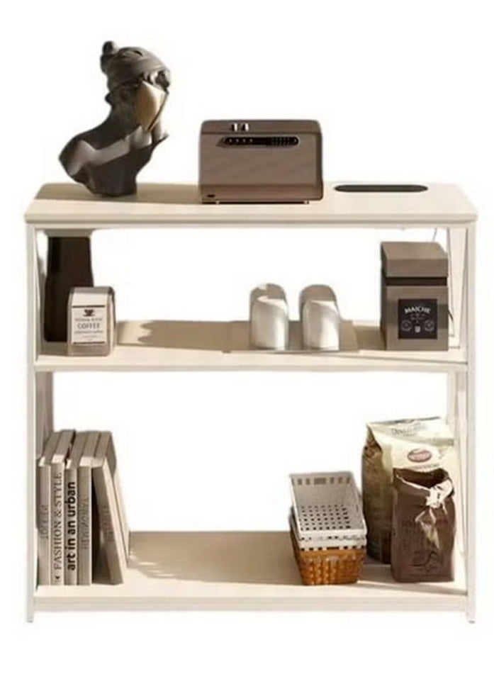 إكسبرت طاولة قهوة 3 طبقات قابلة للتعديل مع قاعدة شحن ورف تخزين لغرفة المعيشة والمدخل والأريكة والبهو 100×35×90 سم معدن (أبيض)EI-403 - Image 3