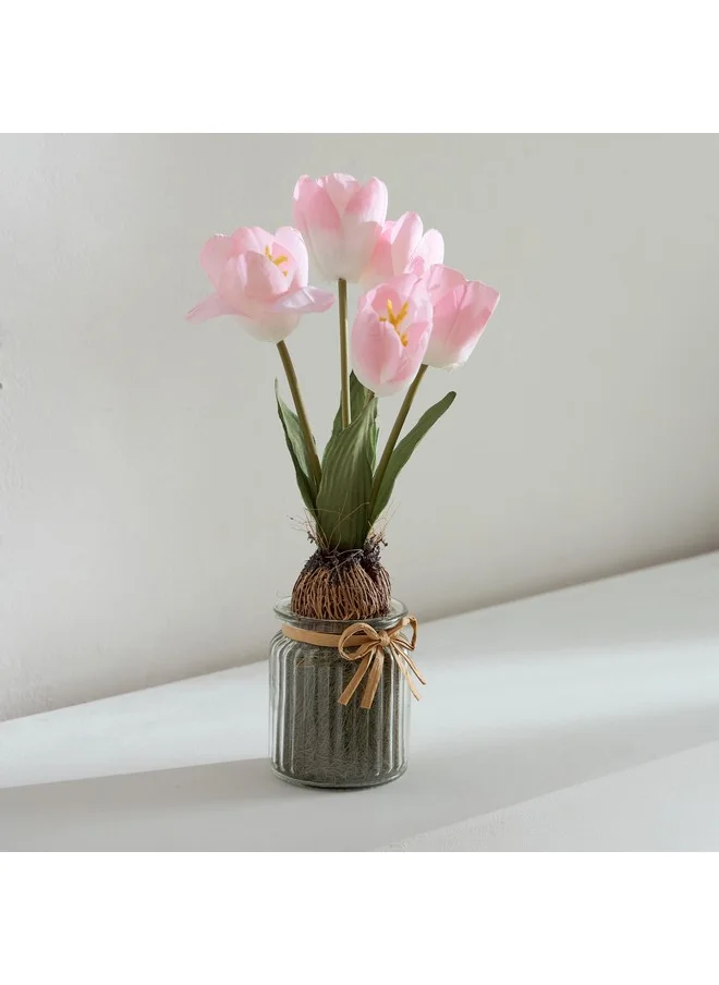 Home Box Caven Tulip Arrangement in Glass Vase 13 x 34 x 13 cm
