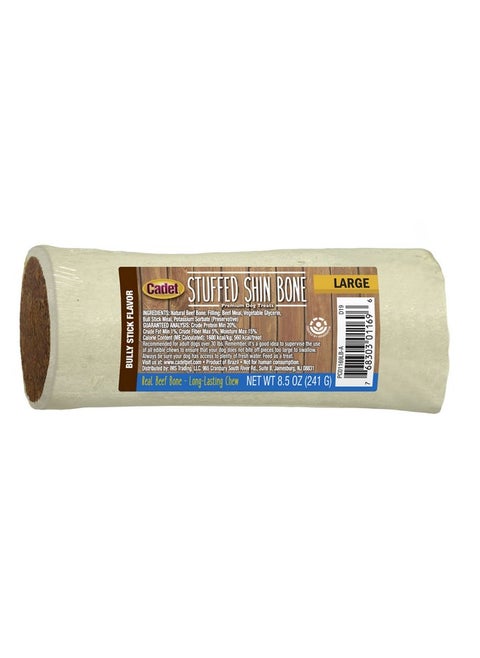 Cadet Stuffed Shin Bone - Highly Digestible, High Protein, Long-Lasting Dog Chew Bone for Aggressive Chewers, Supports Dental Health, - Bully Stick Flavor, Large (1 Count)