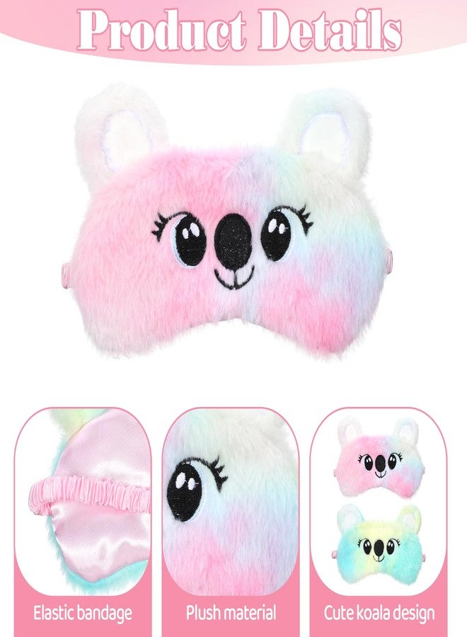 Psyqtsuary Koala Sleep Mask, 2 Pcs Cute Soft Plush Sleeping Eye Mask Colorful Sleep Masks Comfortable Funny Animal Sleeping Blindfold Cover for Women Home Travel Sleepover Party (Koala Style - Image 3