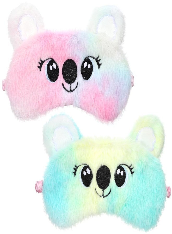 Psyqtsuary Koala Sleep Mask, 2 Pcs Cute Soft Plush Sleeping Eye Mask Colorful Sleep Masks Comfortable Funny Animal Sleeping Blindfold Cover for Women Home Travel Sleepover Party (Koala Style - Image 1