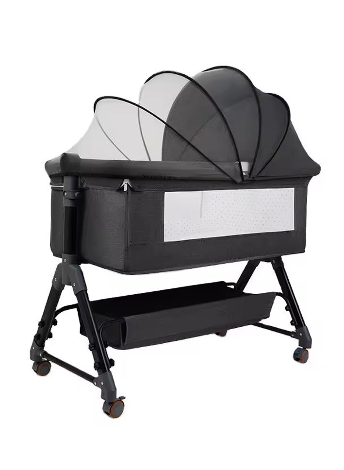 DubaiGallery Bedside Crib Sleeper Crib Easy Folding Portable Crib Baby Bassinet With Mattress And Travel Bag  - Image 1
