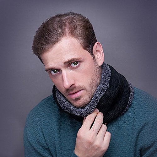 Aeoss 2-Pieces Winter Beanie Hat Scarf Set Warm Knit Hat Thick Knit Skull Cap for Men Women (Black) - Image 4