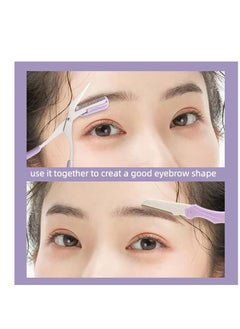 SYOSI Eyebrow Trimmer Scissors with Comb Stainless Steel Eyebrow Razor Eyelash Hair Scissors Beginner Eyebrow Trimmer Set Make Up Tool (Purple)  - Image 4