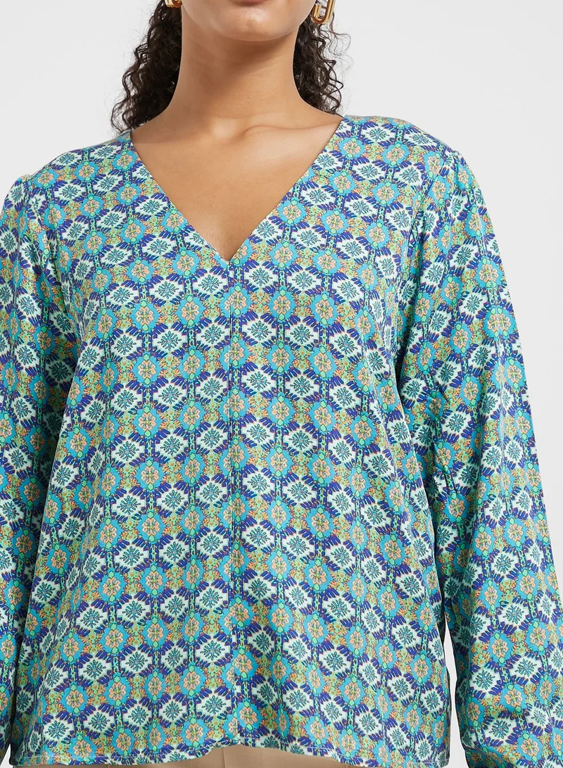 ONLY Printed V-Neck Top