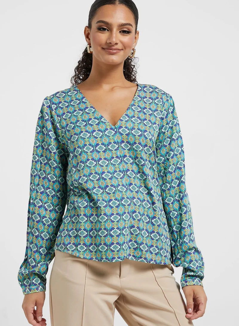 ONLY Printed V-Neck Top