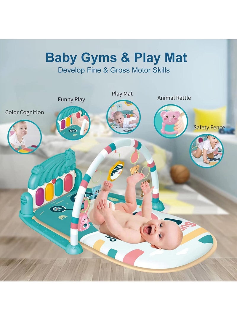 DMG TECH Baby Play Mat Baby Gym DMG Piano Tummy Time Baby Activity Gym Mat with 5 Infant Learning Sensory Baby Toys, Music and Lights Boy & Girl Gifts for Newborn Baby 0 to 3 6 9 12 Months Blue  - Image 3