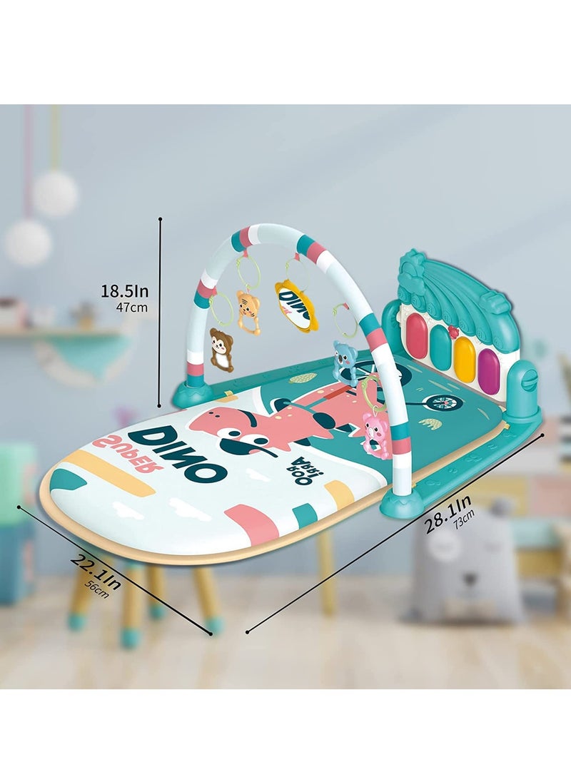 DMG TECH Baby Play Mat Baby Gym DMG Piano Tummy Time Baby Activity Gym Mat with 5 Infant Learning Sensory Baby Toys, Music and Lights Boy & Girl Gifts for Newborn Baby 0 to 3 6 9 12 Months Blue  - Image 4