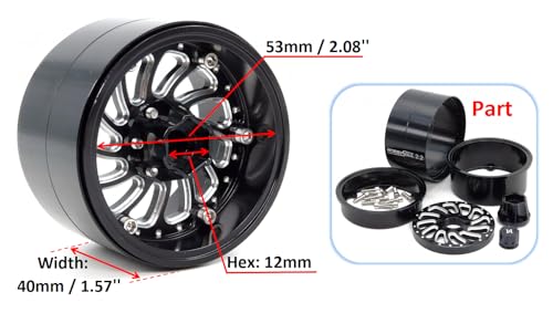 HOBBYSOUL 22 Beadlock Wheels Adjustable Offset Rims Wide 40mm for 110 RC Crawler Gen8 Everest gen 7 Pro SCX10 Capra TRX4 AMG 6x6 Upgrades HS701575 - Image 5