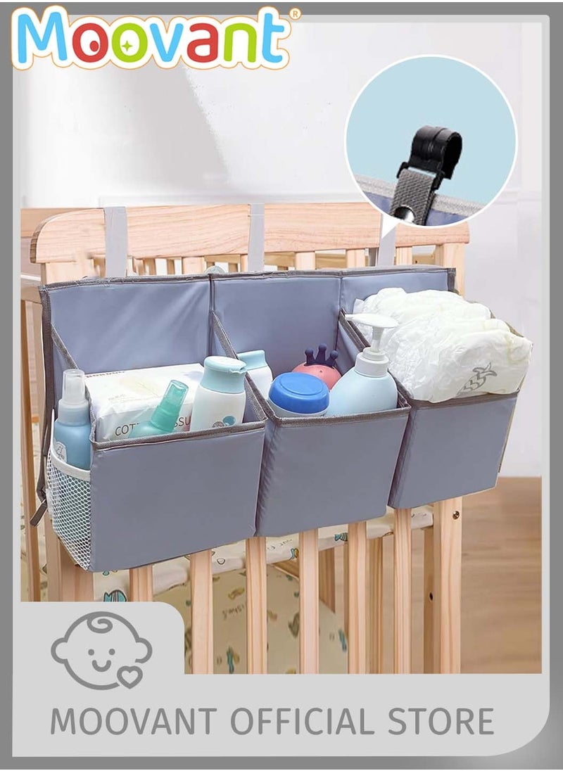Moovant Baby Hanging Diaper Caddy Organizer, Durable Portable Baby Bed Hanging Bag, Multifunctional Crib Storage Bag, Bulk Bags for Changing Table, Crib, Playard or Wall  - Image 1