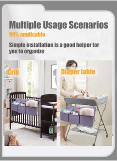 Moovant Baby Hanging Diaper Caddy Organizer, Durable Portable Baby Bed Hanging Bag, Multifunctional Crib Storage Bag, Bulk Bags for Changing Table, Crib, Playard or Wall  - Image 4