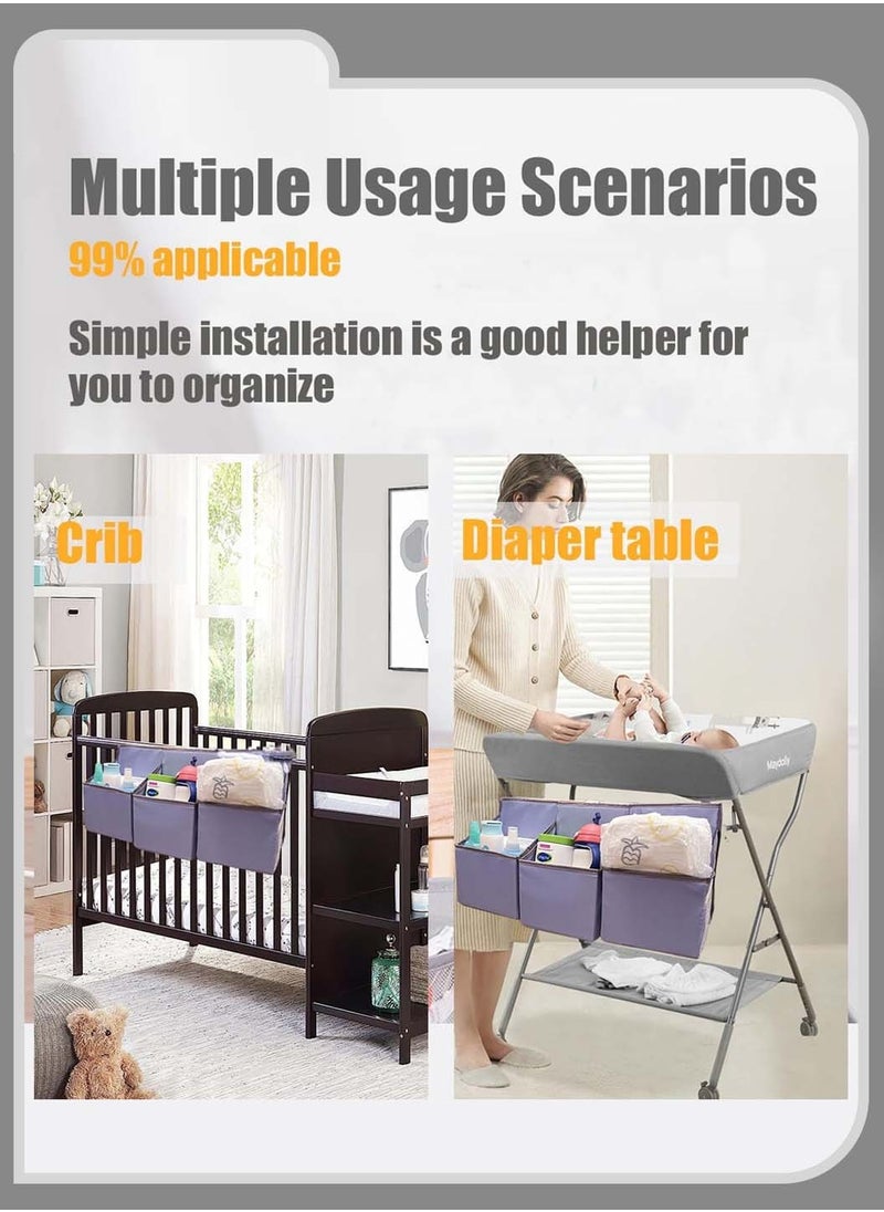 Moovant Baby Hanging Diaper Caddy Organizer, Durable Portable Baby Bed Hanging Bag, Multifunctional Crib Storage Bag, Bulk Bags for Changing Table, Crib, Playard or Wall  - Image 4