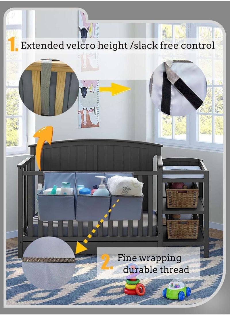 Moovant Baby Hanging Diaper Caddy Organizer, Durable Portable Baby Bed Hanging Bag, Multifunctional Crib Storage Bag, Bulk Bags for Changing Table, Crib, Playard or Wall  - Image 3