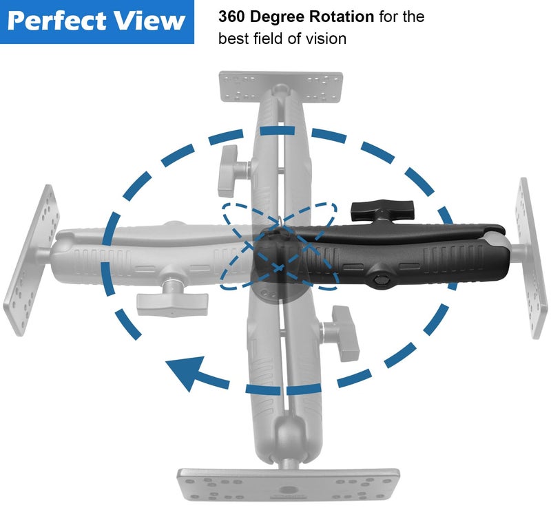WINDFRD Aluminum 9.1" Long Double Socket Arm for 1.5 Inches/C Size / 38mm Ball Accessories, Powerful Clamp, Heavy Duty, Compatible with RAM Mount, iBolt and More - Image 5