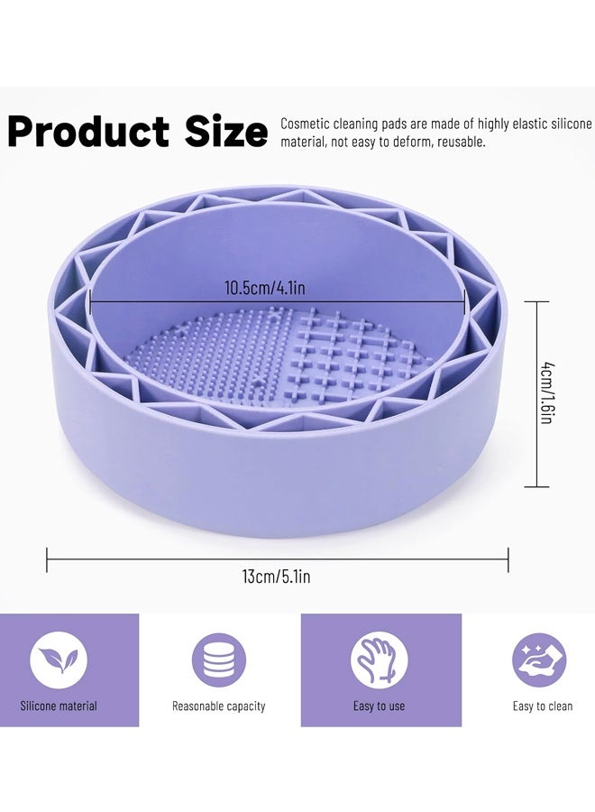 Purple Silicone Makeup Brush Cleaning Mat with Drying Rack - Image 2