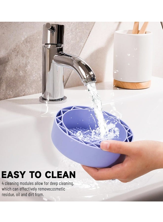 Purple Silicone Makeup Brush Cleaning Mat with Drying Rack - Image 5