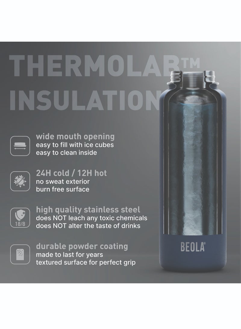 BEOLA 1200ml Water Bottle 18/8 Stainless Steel 304 Double Wall Insulated Thermos Bottle, with wide mouth, 2 lids included, Hot Cold Liquids Sports Bottle bella, 40oz (Lava Gray)  - Image 4