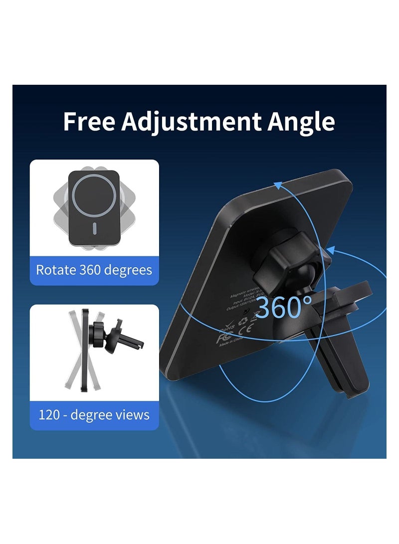 MagSafe Car Charger Magnetic Wireless Fast Charging Auto Alignment Air Vent Mount for iPhone 14 13 12 Series and Compatible with Case Ring - Image 5