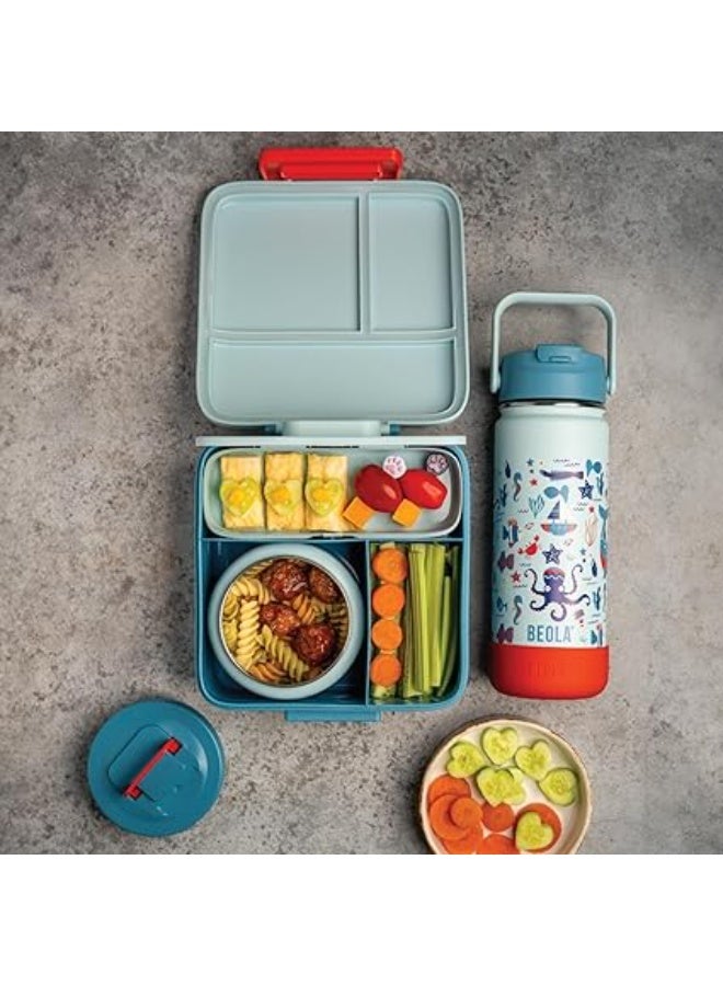 بيولا برطمان لحفظ الطعام داخلي حراري قابل للاستبدال سعة 240 مل لعلبة حفظ الطعام، المقاوم للصدأ بجدار مزدوج معزول للأطفال من بيولا سعة 240 مل (أزرق) - Image 3