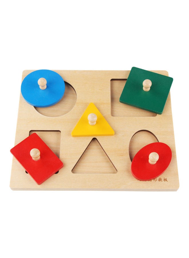 NIBEMINENT Natural Wooden Geometric Shape Matching Puzzle 20.7x17.7cm - Image 2