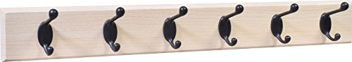 HIGH & MIGHTY 515768 Coat Rack 6 Hook Rail, Easy Tool-Free Dry Wall Installation, Holds up to 50lbs, 27", Beech & Bronze - Image 1