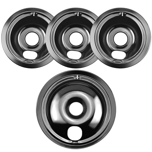 Beaquicy WB31M19 WB31M20 Porcelain Drip Pan Bowls - Includes 1 Pack 8-Inch WB31M19 and 3 Pack 6-Inch WB31M20 - Replacement for Ken-more GE Hotpoint Burner Electric Range - Image 1