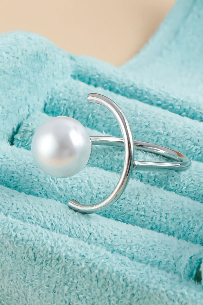 Goolsky Geometric Pearl Open Ring for Women | Minimalist Adjustable Pinky Ring | Fashion Cold Style Statement Jewelry  - Image 2