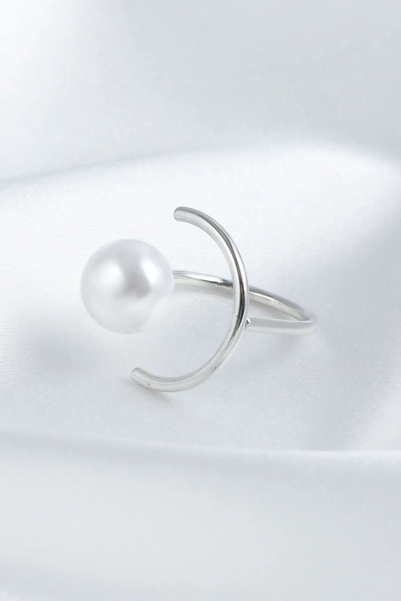 Goolsky Geometric Pearl Open Ring for Women | Minimalist Adjustable Pinky Ring | Fashion Cold Style Statement Jewelry  - Image 4