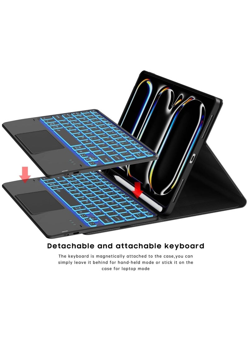 TWEGGON Keyboard Case with Touchpad for Apple iPad Pro 13" M4 2024 Builtin Pen Holder Black  - Image 3