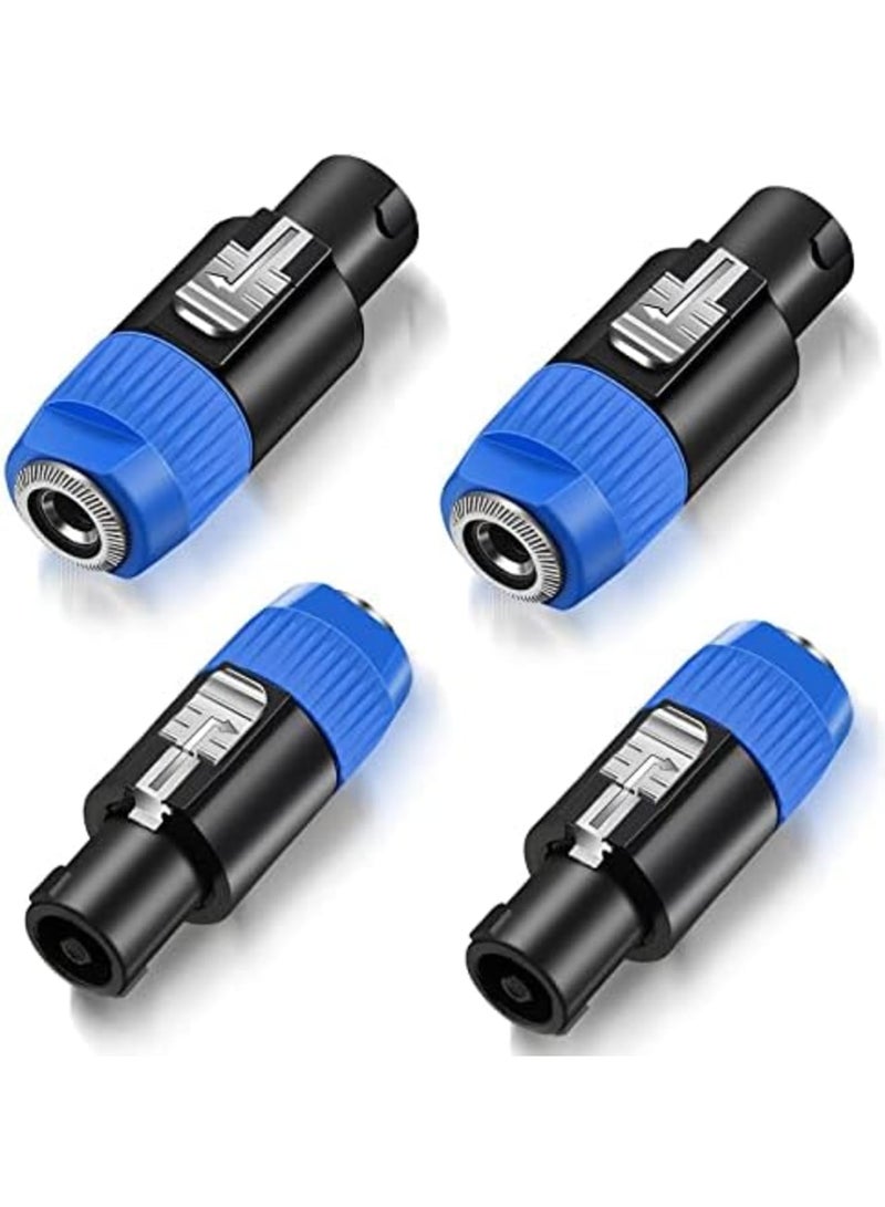 SYOSI 4 Pack NL4FC Speaker to 1/4 Adapter, Speaker Male to 1/4 inch TS Female Converter, 1/4 Inch Female to NL4FC Male Connectors, Work with 1/4 Port (Blue) - Image 1