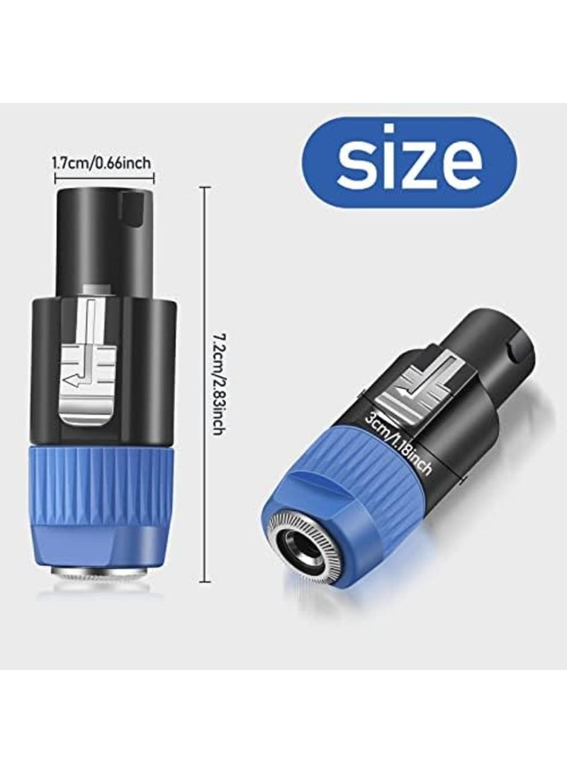 SYOSI 4 Pack NL4FC Speaker to 1/4 Adapter, Speaker Male to 1/4 inch TS Female Converter, 1/4 Inch Female to NL4FC Male Connectors, Work with 1/4 Port (Blue) - Image 2