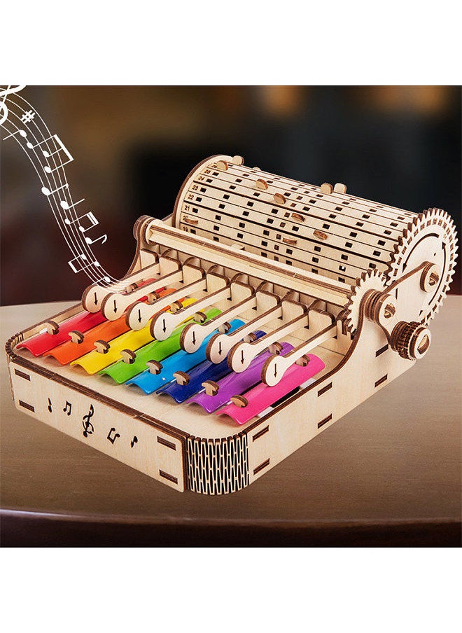 Generic - 8-Tone Xylophone Piano DIY Kit 8-Note Colorful Xylophone Hand Crank Vintage Wooden Glockenspiel Kits Wood Percussion Musical Instrument for Kids Ages 14+ - Image 1