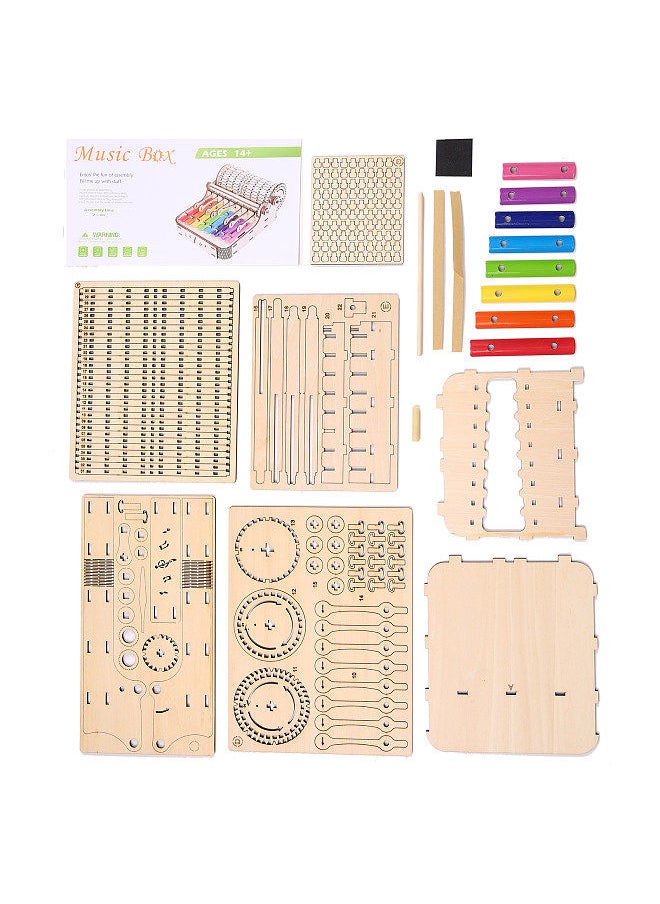Generic - 8-Tone Xylophone Piano DIY Kit 8-Note Colorful Xylophone Hand Crank Vintage Wooden Glockenspiel Kits Wood Percussion Musical Instrument for Kids Ages 14+ - Image 1