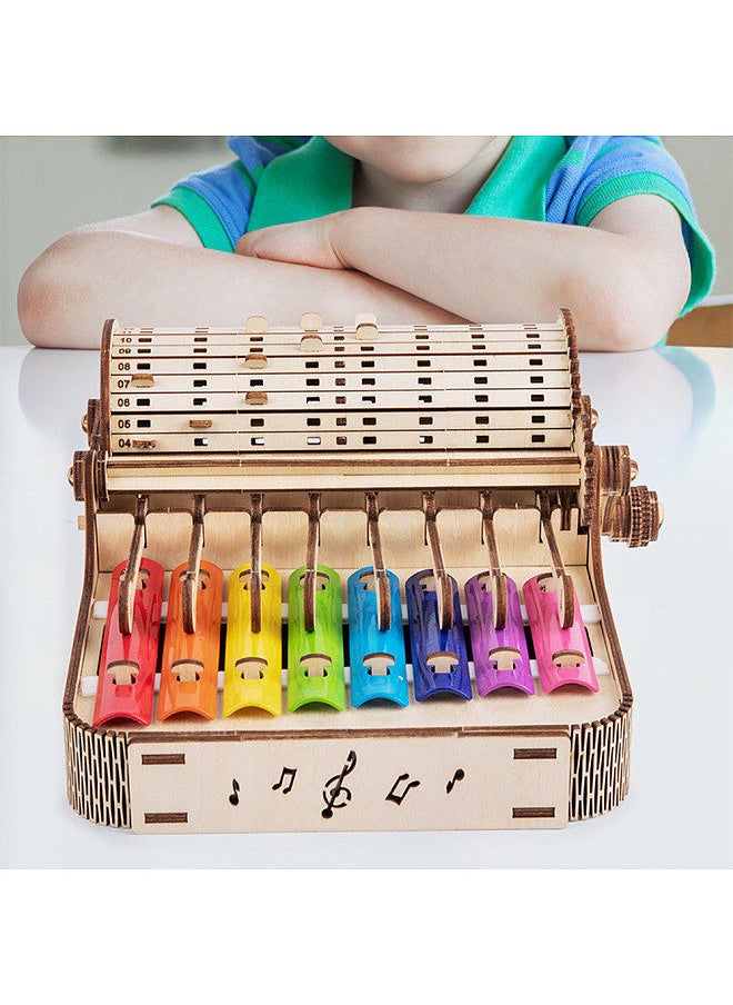 Generic - 8-Tone Xylophone Piano DIY Kit 8-Note Colorful Xylophone Hand Crank Vintage Wooden Glockenspiel Kits Wood Percussion Musical Instrument for Kids Ages 14+ - Image 1