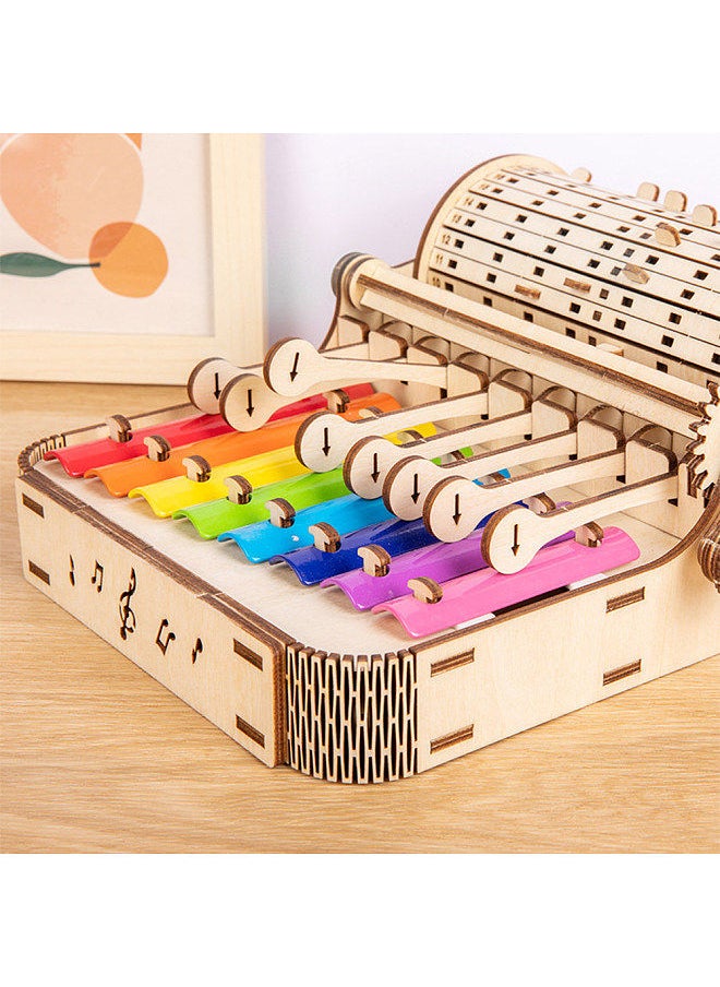 Generic - 8-Tone Xylophone Piano DIY Kit 8-Note Colorful Xylophone Hand Crank Vintage Wooden Glockenspiel Kits Wood Percussion Musical Instrument for Kids Ages 14+ - Image 1