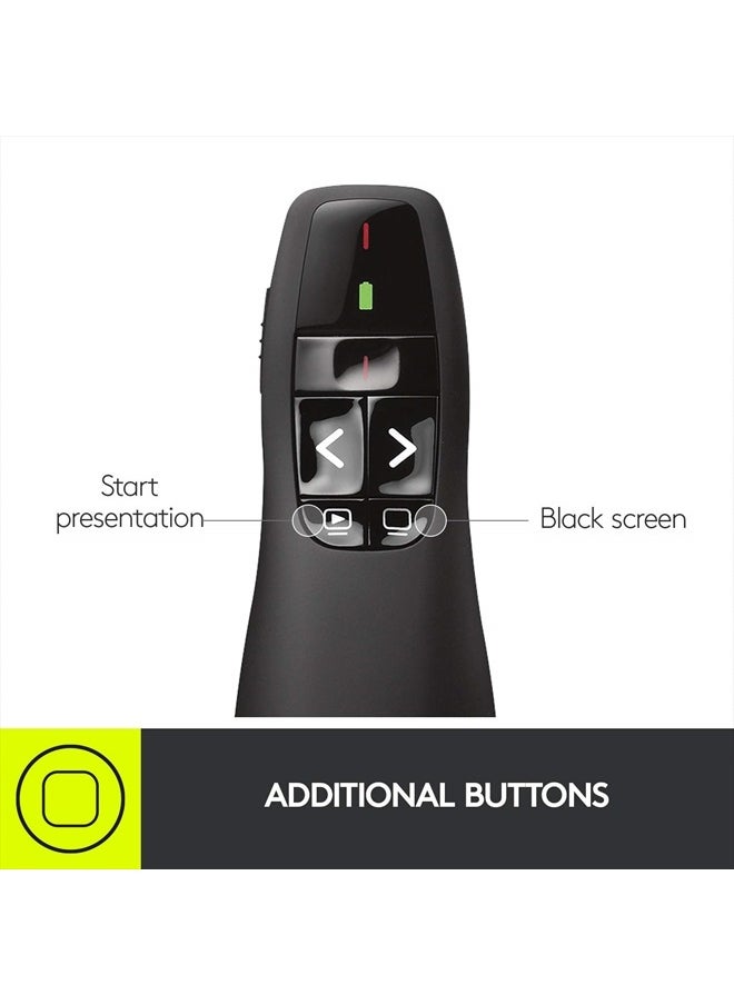 Logitech - Wireless Presenter R400, Wireless Presentation Remote Clicker with Laser Pointer - Image 1