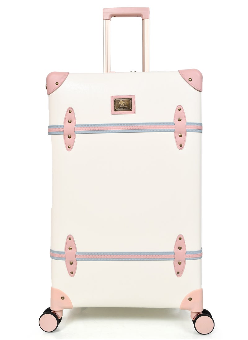 MORANO Morano Classic Leather Luggage 4 Pcs Set Beige and Pink 28''-24''-20'''-14'''Inches  - Image 5