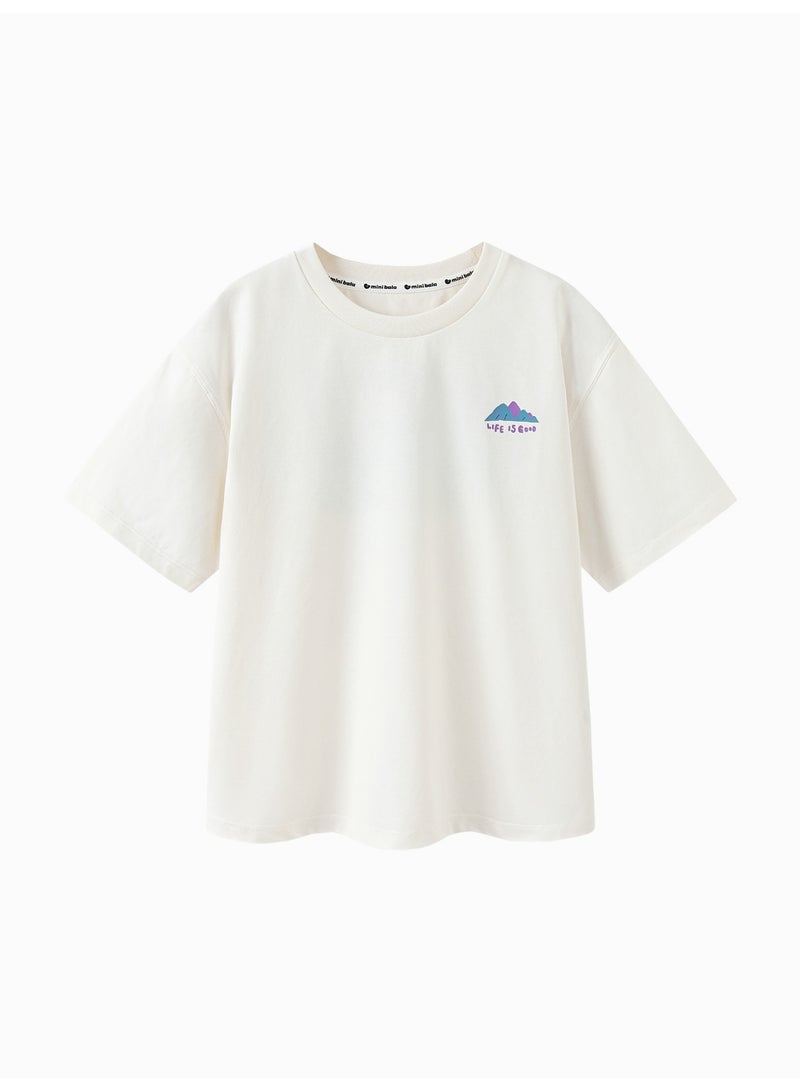 mini bala Unisex Kid Premium Soft "Time to Explore" Printed Short - Sleeve T - Shirt, Breathable, Comfortable, Scenic "Time to Explore" Detail, Adventurous, Versatile for Daily Wear, Outdoor Exploration Children's Casual Essential Top - Image 4