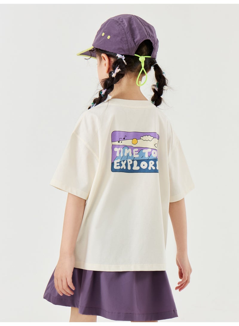 mini bala Unisex Kid Premium Soft "Time to Explore" Printed Short - Sleeve T - Shirt, Breathable, Comfortable, Scenic "Time to Explore" Detail, Adventurous, Versatile for Daily Wear, Outdoor Exploration Children's Casual Essential Top - Image 3