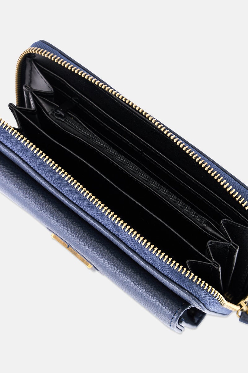WHITE MOUNTAIN Women Brand Logo Zip Around Wallet, Navy Blue - Image 3
