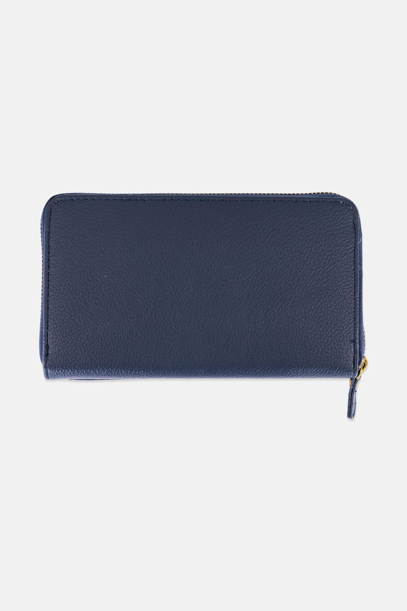 WHITE MOUNTAIN Women Brand Logo Zip Around Wallet, Navy Blue - Image 2