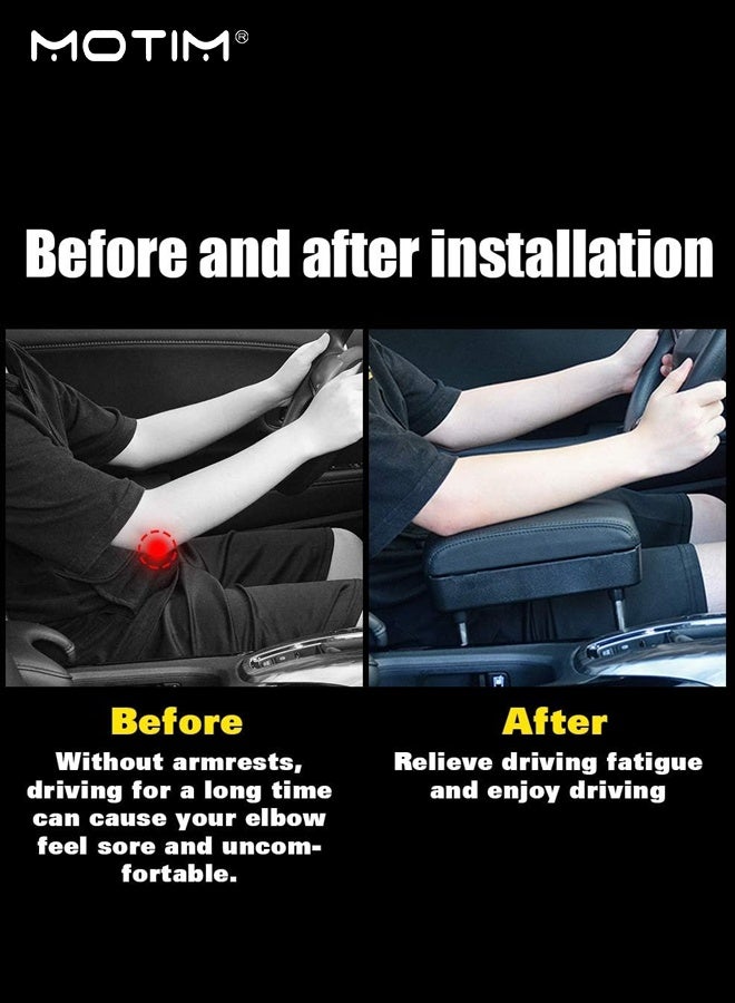 Motim Car Armrest Support Elbow Rest Pad, PU Leather Armrest Extender Console Storage Organizer, Universal Fit for Most Cars - Image 2
