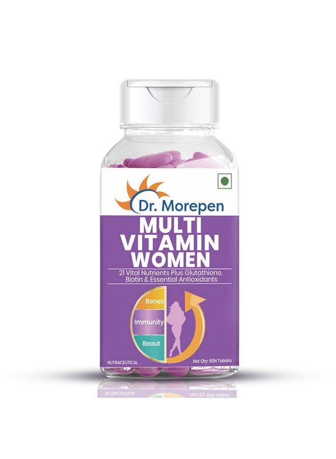 Dr. Morepen أقراص متعددة الفيتامينات للنساء من د. موريبين مع الكالسيوم وفيتامين د3 و 21 عنصر غذائي آخر | مكمل لتعزيز الطاقة والمناعة | 60 قرص - Image 1