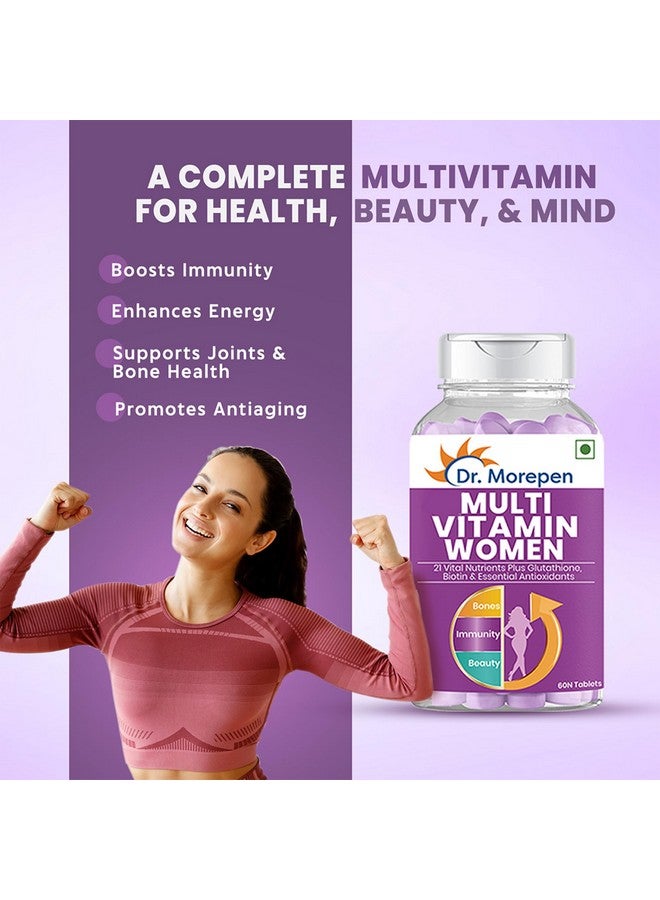 Dr. Morepen أقراص متعددة الفيتامينات للنساء من د. موريبين مع الكالسيوم وفيتامين د3 و 21 عنصر غذائي آخر | مكمل لتعزيز الطاقة والمناعة | 60 قرص - Image 2