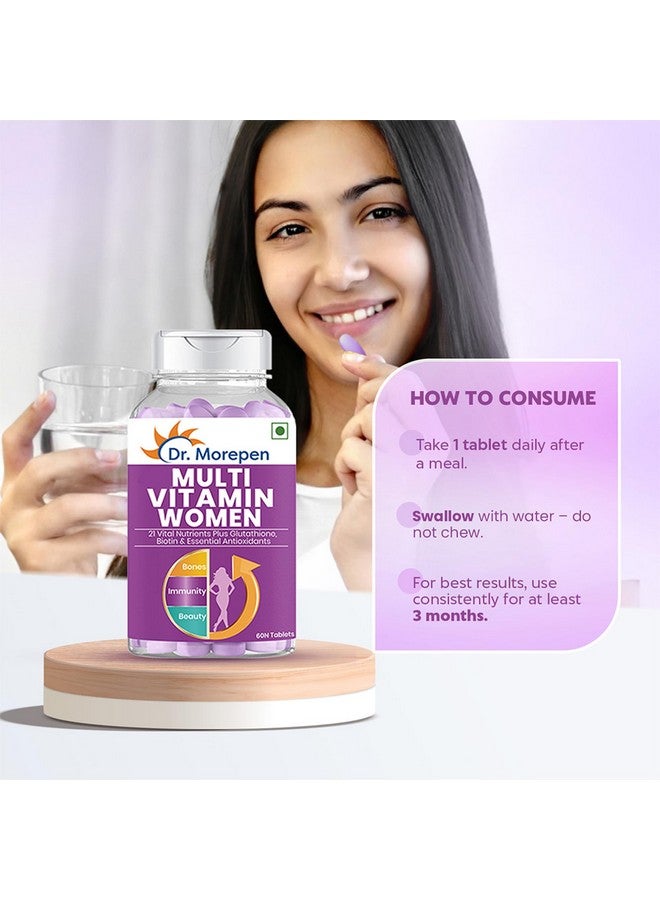 Dr. Morepen أقراص متعددة الفيتامينات للنساء من د. موريبين مع الكالسيوم وفيتامين د3 و 21 عنصر غذائي آخر | مكمل لتعزيز الطاقة والمناعة | 60 قرص - Image 4