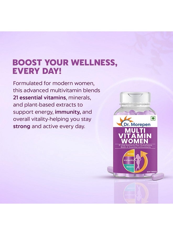 Dr. Morepen أقراص متعددة الفيتامينات للنساء من د. موريبين مع الكالسيوم وفيتامين د3 و 21 عنصر غذائي آخر | مكمل لتعزيز الطاقة والمناعة | 60 قرص - Image 5