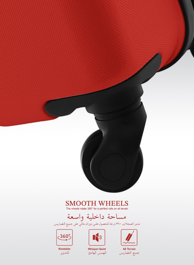 بارا جون طقم حقائب سفر سبكتروم ذات العجلات الصلبة مكون من قطعتين - أحمر (20 و28 بوصة) - Image 4