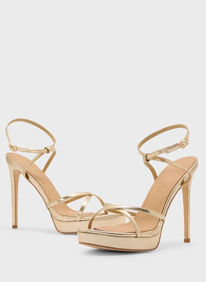 Truffle High Heel Platform Crossover Sandal