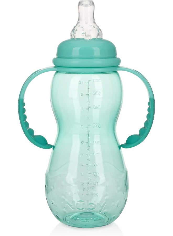 Nuby New 3 Stage Ultra Durable Tritan Grow with Me No-Spill Bottle to Cup, 10 Oz, Teal, 80387 - Image 2