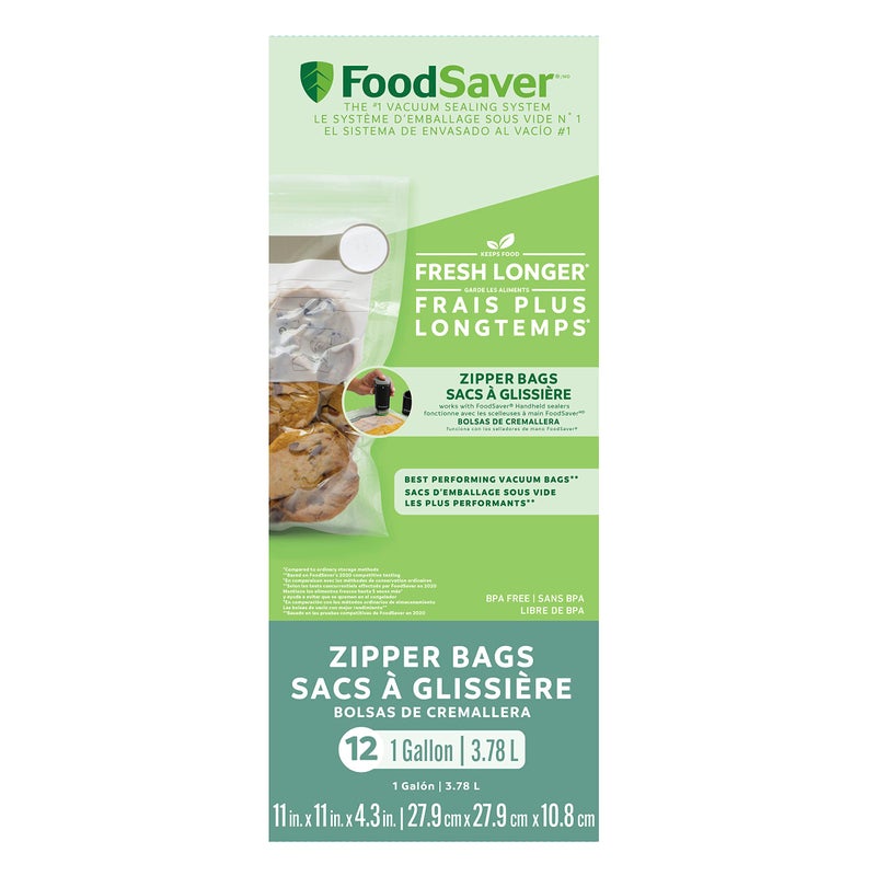 FoodSaver أكياس تفريغ الهواء بسحاب سعة 1 جالون من فود سيفر - Image 1